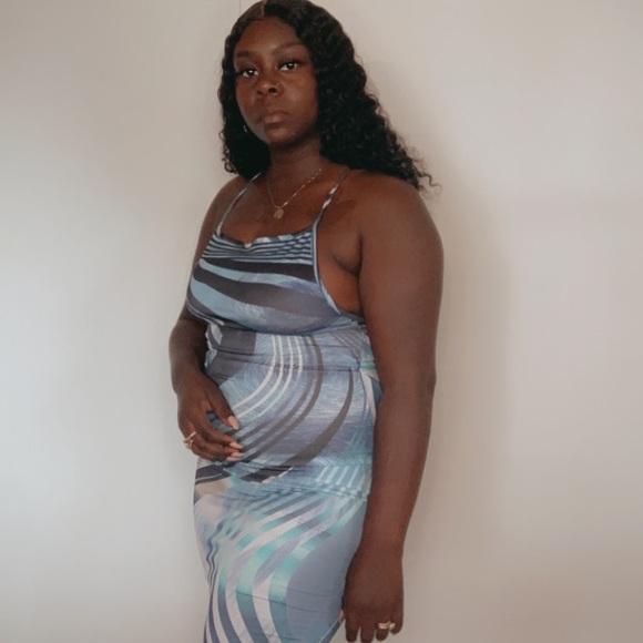 Pattern maxi dress -blue -S,M,L - Picture 6 of 7